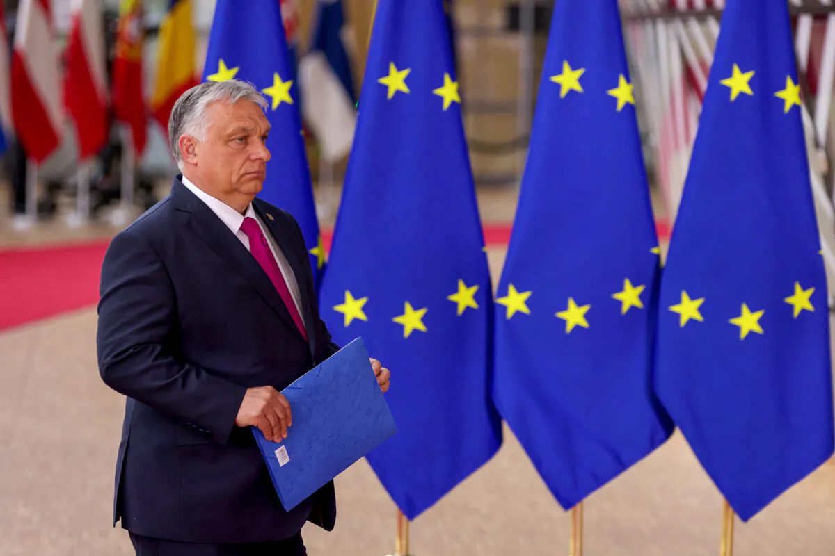 Hungary's Prime Minister Viktor Orban arrives for the European Union leaders summit, as EU's leaders attempt to agree on Russian oil sanctions in response to Russia's invasion of Ukraine, in Brussels on May 30, 2022. (Johanna Geron/Reuters)