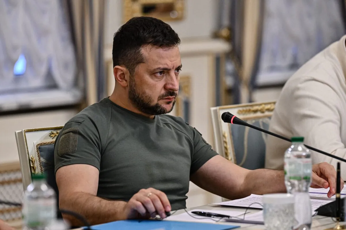 Ukrainian President Volodymyr Zelenskyy during a meeting with the U.S. secretary of state in Kyiv on Sept. 8, 2022. (Genya Savilov/POOL/AFP via Getty Images)