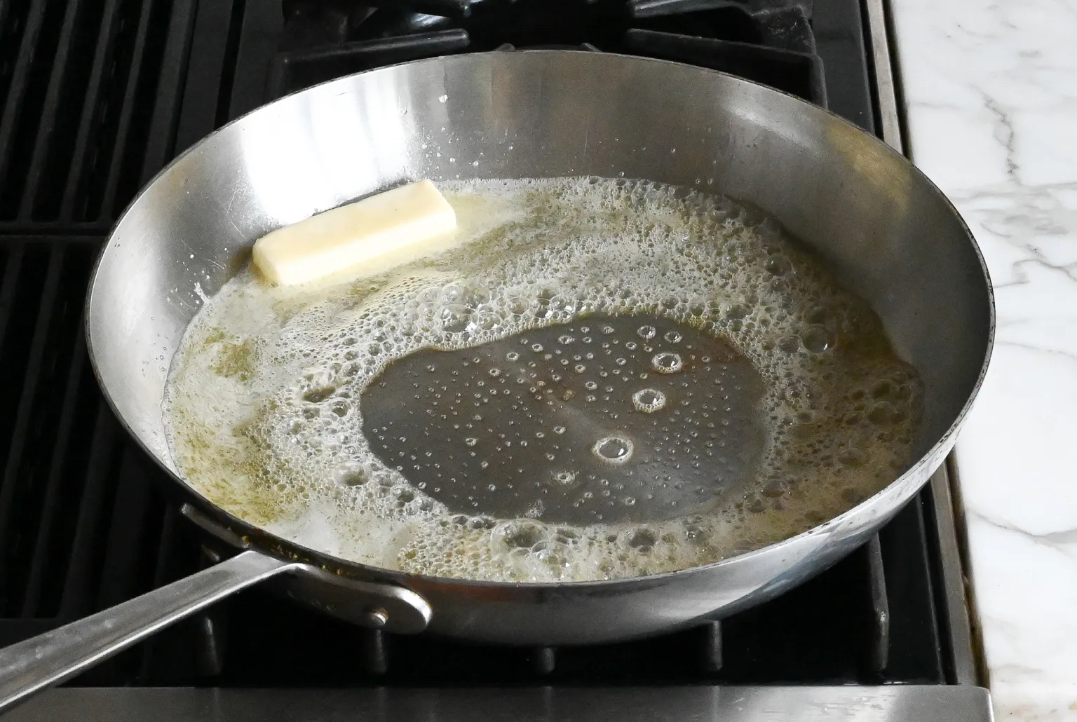 butter melting in a pan