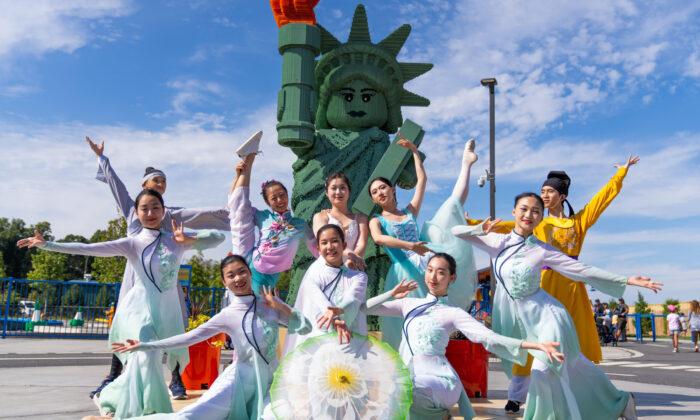 Fei Tian College Middletown dance students perform classical Chinese dance 'A Midsummer Drizzle' at the LEGOLAND New York 'Celebration of the Arts on September 10, 2022. (Courtesy of Fei Tian College Dance Department)