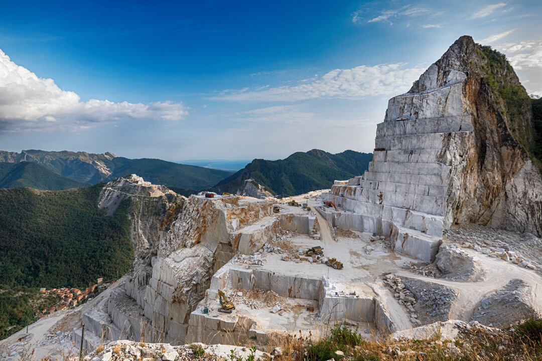 The sites of excavated marble can be clearly seen in this shot of the Carrara marble quarry in Northern Italy. (Alessandro Colle/Shutterstock)