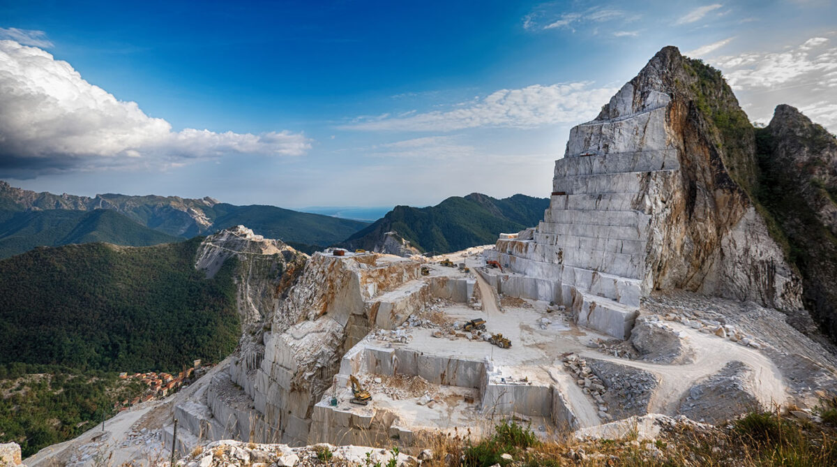 The sites of excavated marble can be clearly seen in this shot of the Carrara marble quarry in Northern Italy. (Alessandro Colle/Shutterstock)