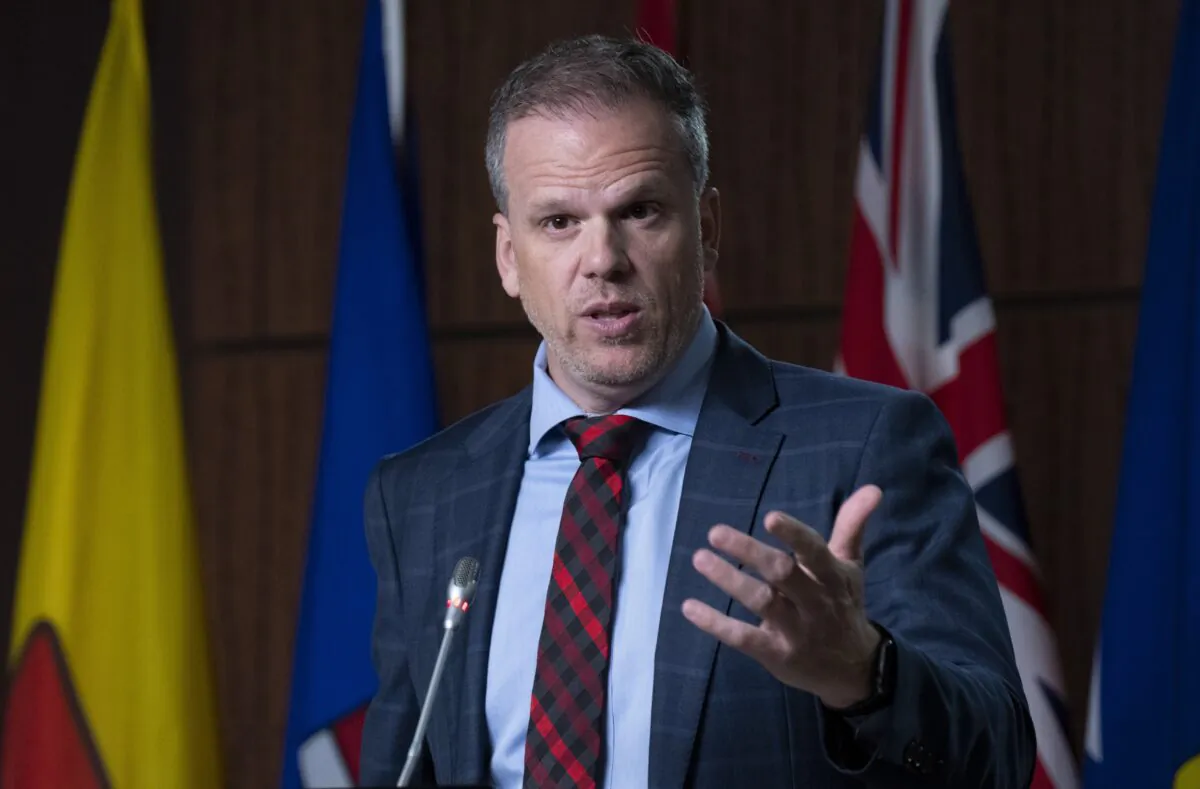 Leader of the Government in the House of Commons Mark Holland speaks about the upcoming session during a news conference on Parliament Hill, Sept. 20, 2022 in Ottawa. (Adrian Wyld/The Canadian Press)