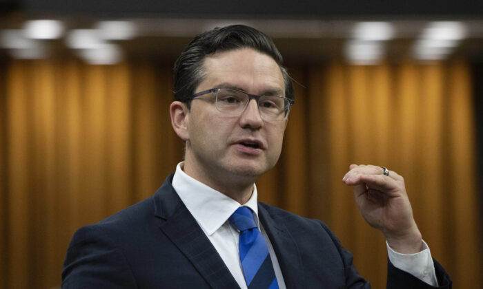 Conservative leader Pierre Poilievre rises during Question Period in Ottawa on Sept. 20, 2022. (Adrian Wyld/The Canadian Press)