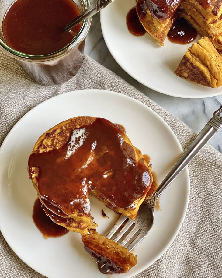 These fluffy buttermilk pancakes are loaded with real pumpkin and sweet spices. (Kelli Foster/TNS)