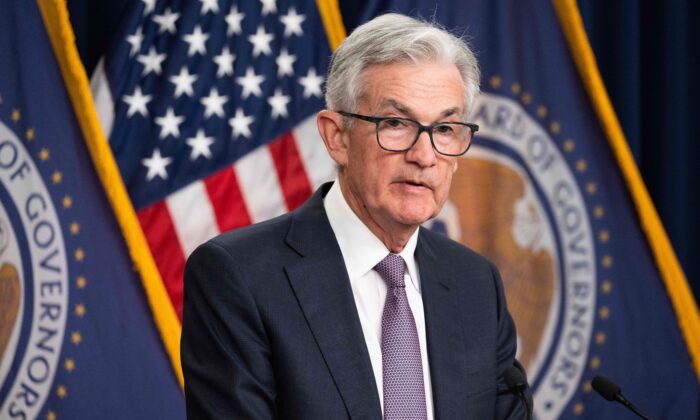 Federal Reserve Board Chairman Jerome Powell speaks during a news conference in Washington, on Sept. 21, 2022. (Saul Loeb/AFP via Getty Images)