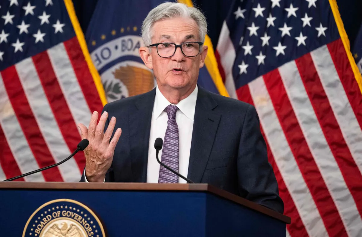 U.S. Federal Reserve Board chairman Jerome Powell speaks at a news conference in Washington on Sept. 21, 2022. (Saul Loeb/AFP via Getty Images)