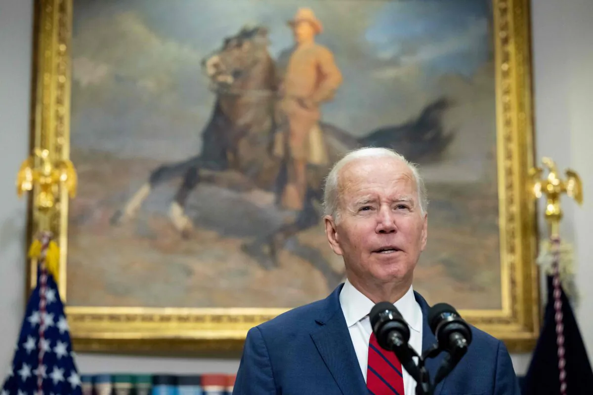 U.S. President Joe Biden speaks at the Roosevelt Room of the White House in Washington on Sept. 20, 2022. (Saul Loeb/AFP via Getty Images)