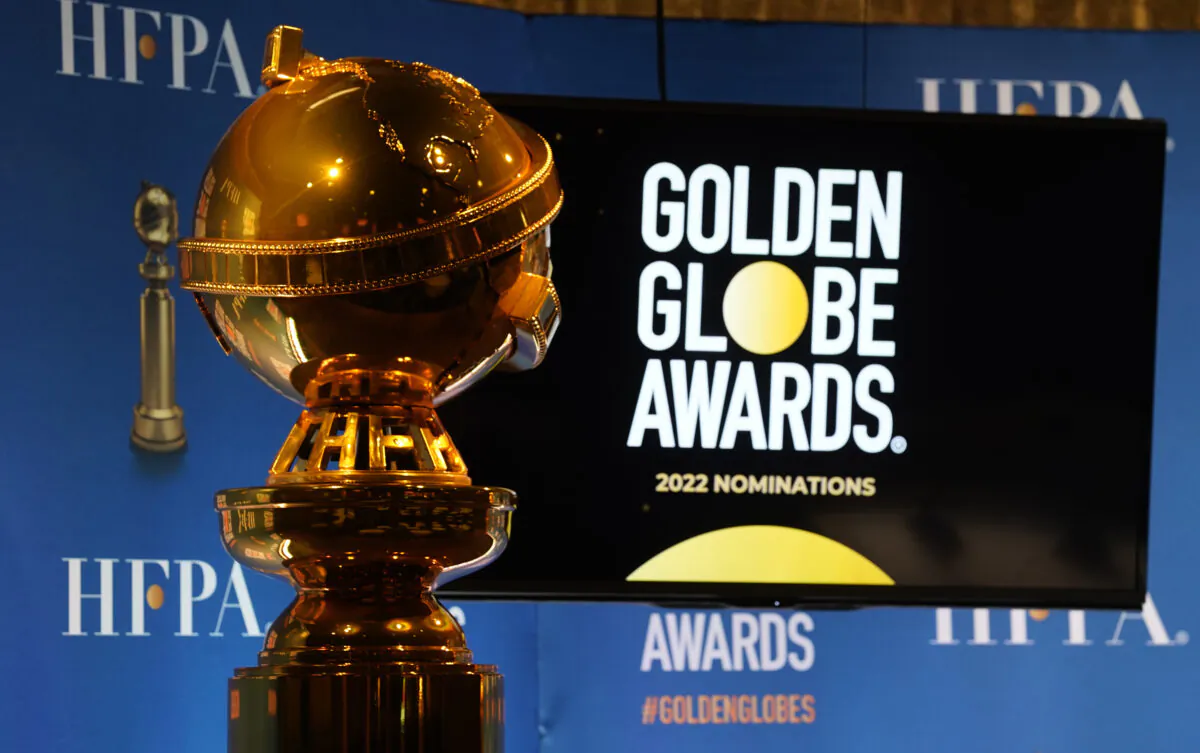 A Golden Globe statue appears at the nominations event for 79th annual Golden Globe Awards at the Beverly Hilton Hotel in Beverly Hills, Calif., on Dec. 13, 2021. (Chris Pizzello/AP Photo)