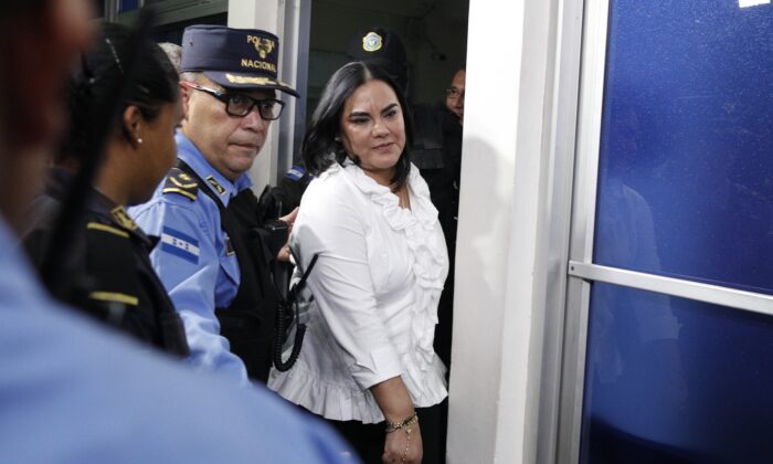 Former Honduran First Lady Rosa Elena Bonilla de Lobo leaves court after her conviction on corruption charges in Tegucigalpa, Honduras, on Aug. 20, 2019. (Elmer Martinez/AP Photo)