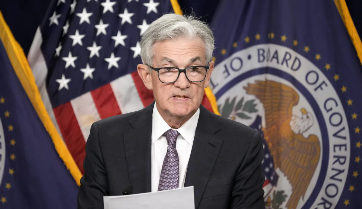 Federal Reserve Board Chairman Jerome Powell speaks during a news conference following a meeting of the Federal Open Market Committee at the headquarters of the Federal Reserve in Washington on Sept. 21, 2022. (Drew Angerer/Getty Images)