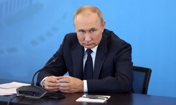 Russian President Vladimir Putin in Veliky Novgorod on September 21, 2022. (Gavriil Grigorov/Sputnik/AFP via Getty Images)