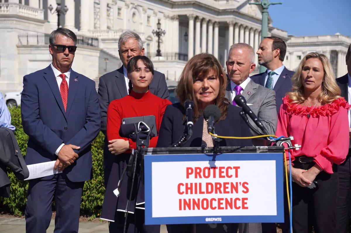 Rep. Diana Harshbarger (R-Tenn.) at the Protect Children's Innocence press event outside the U.S. Capitol in Washington on Sept. 20, 2022. (Terri Wu/The Epoch Times)