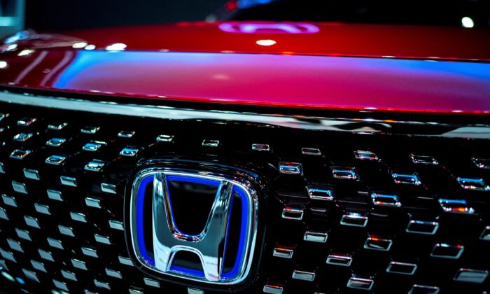 The Honda Motor logo at the 43rd Bangkok International Motor Show on March 22, 2022. (Athit Perawongmetha/Reuters)