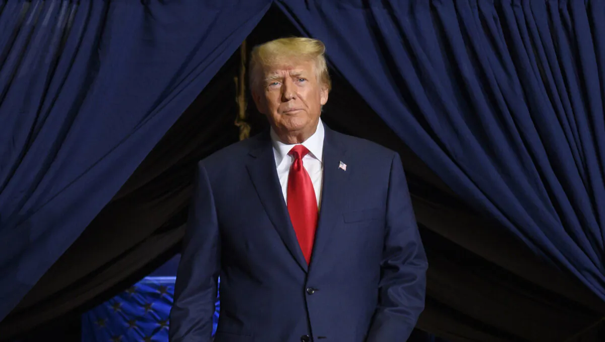 Former President Donald Trump enters the stage at a Save America Rally to support Republican candidates running for state and federal offices in the state of Ohio at the Covelli Centre in Youngstown, Ohio, on Sept. 17, 2022. (Jeff Swensen/Getty Images)