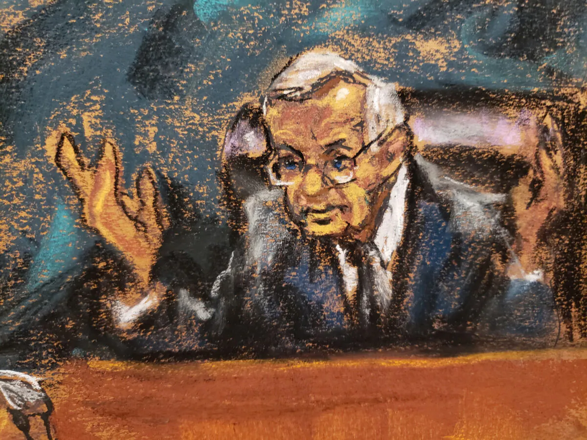 U.S. District Judge Raymond Dearie presides over his first public hearing since his appointment as special master to review documents seized last month by the FBI from former President Donald Trump's Florida home, at a courtroom in New York on Sept. 20, 2022. (Jane Rosenberg/Reuters)