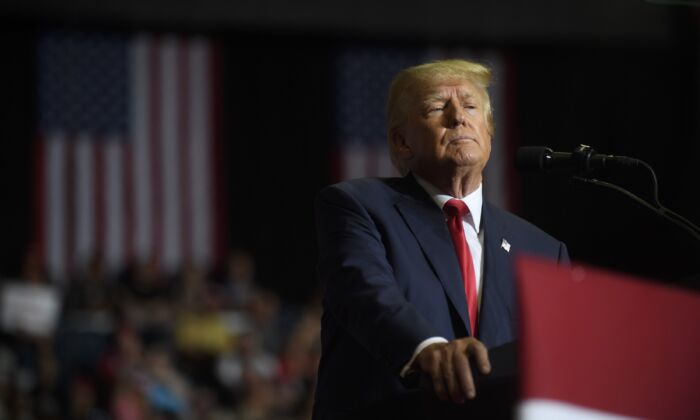Former President Donald Trump speaks at a rally in Youngstown, Ohio, on Sept. 17, 2022. (Jeff Swensen/Getty Images)