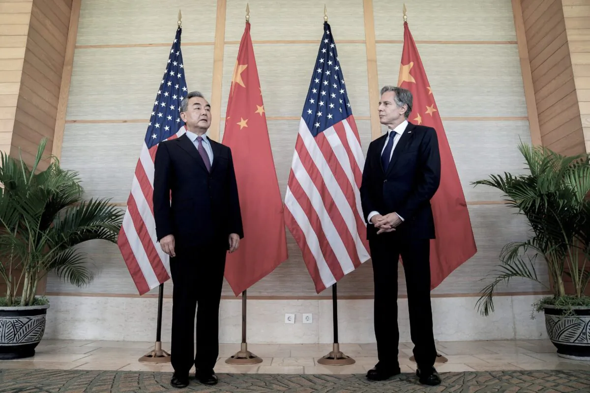 US Secretary of State Antony Blinken meets Chinese Foreign Minister Wang Yi during a meeting in Nusa Dua, Bali, Indonesia July 9, 2022. (Stefani Reynolds/Pool via Reuters)