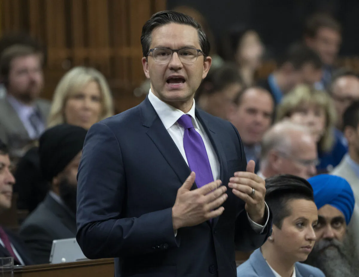 Conservative Party Leader Pierre Poilievre rises during Question Period at the House of Commons in Ottawa on Sept. 22, 2022. (The Canadian Press/Adrian Wyld)