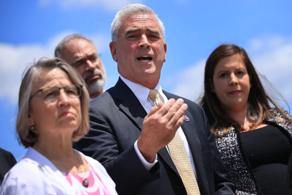 Rep. Brad Wenstrup (R-Ohio) speaks during a news conference with members of the GOP Doctors Caucus and House Republican Conference Chair Elise Stefanik (R-N.Y.) (R) outside the U.S. Capitol in Washington, on June 24, 2021. (Chip Somodevilla/Getty Images)