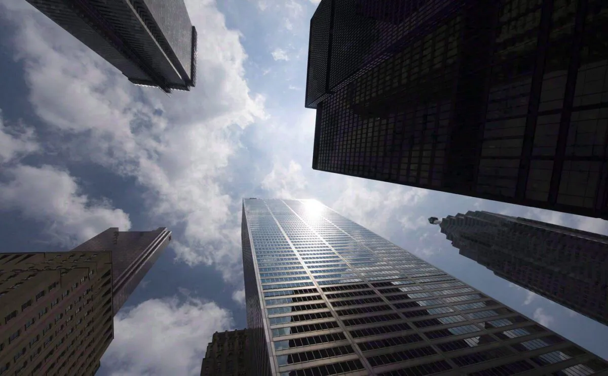 Bank towers are shown from Bay Street in Toronto's financial district, on June 16, 2010. (The Canadian Press/Adrien Veczan)