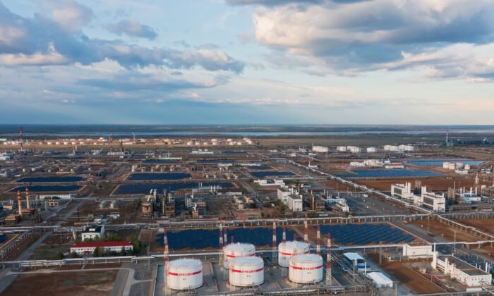 A general view shows the oil refinery of the Lukoil company in Volgograd, Russia, on April 22, 2022. (Reuters Photographer/Reuters)