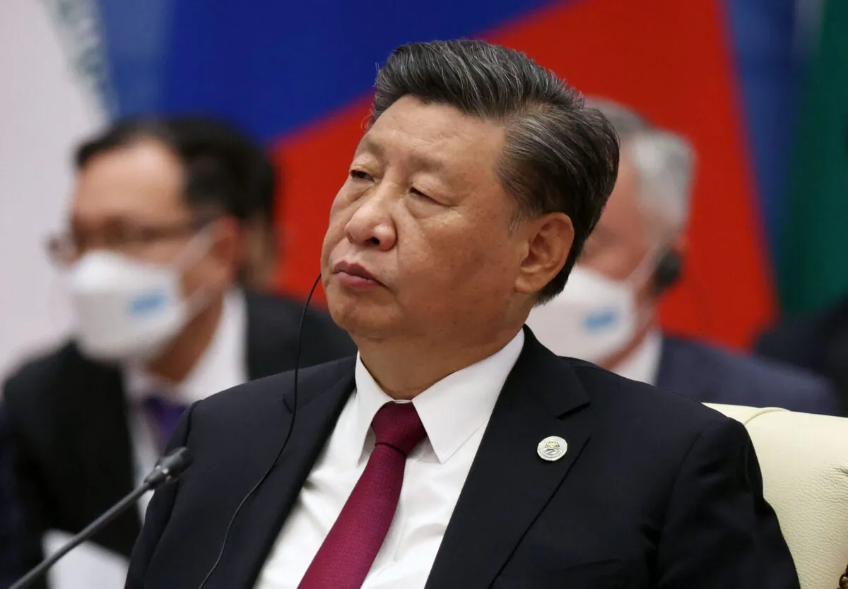 Chinese leader Xi Jinping attends the Shanghai Cooperation Organization (SCO) leaders' summit in Samarkand, Uzbekistan, on Sept. 16, 2022. (Sergei Bobylyov/Sputnik/AFP via Getty Images)