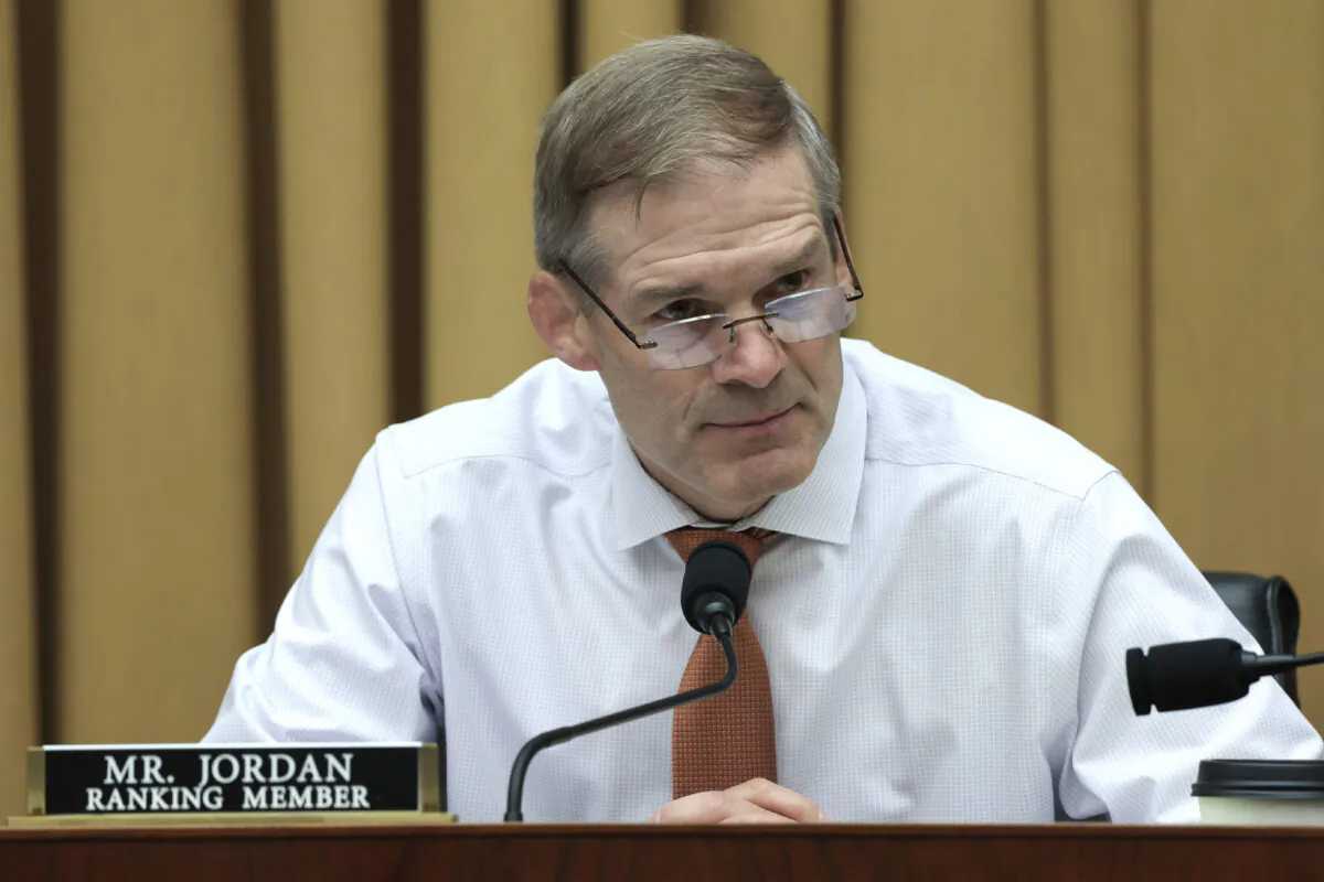 Ranking Member Jim Jordan (R-Ohio) listens during a House Judiciary Committee mark up hearing in the Rayburn House Office Building in Washington on June 2, 2022. (Anna Moneymaker/Getty Images)