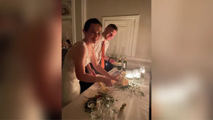Naomi and Tyler Wheeler pose for a photo at their wedding in Charlottetown on Sept. 24, 2022 handout photo. (The Canadian Press/HO, Sarah Haberl)