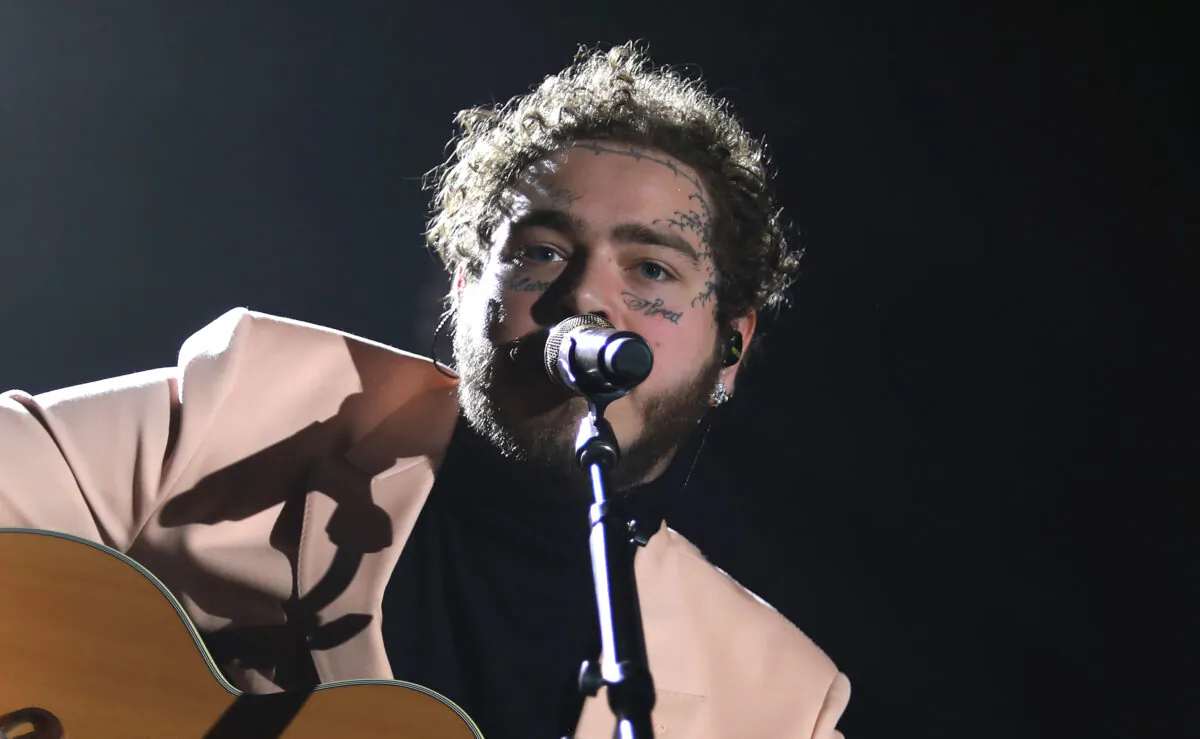 Post Malone performs onstage during Sir Lucian Grainge's 2019 Artist Showcase Presented by Citi at The Row in Los Angeles on Feb. 9, 2019. (JC Olivera/Getty Images for Universal Music Group)