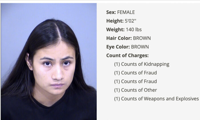 Tania Estudillo Hernandez, 24, was arrested and charged with crimes related to human smuggling and possession of weapons, in El Mirage, Ariz., on Sept. 23, 2022. (Maricopa County Jail)