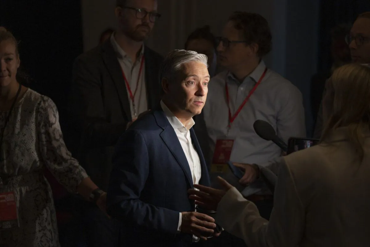 Minister of Innovation, Science and Industry Francois-Philippe Champagne speaks to reporters at the Liberal summer caucus retreat in St. Andrews, N.B. on Sept 13, 2022. (The Canadian Press/Darren Calabrese)