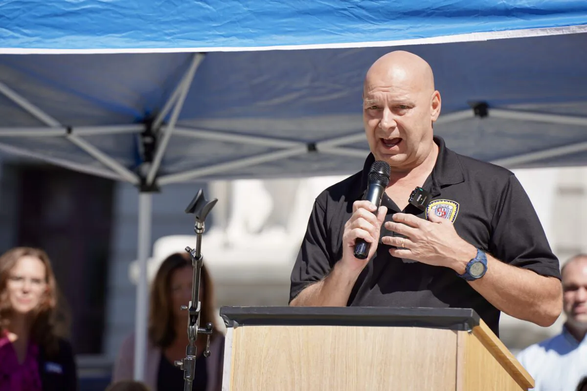 Pennsylvania Republican gubernatorial candidate Doug Mastriano speaking at the “Assemble for Freedom Rally” on Sept. 24, 2022. (Serena Shi /The Epoch Times) 