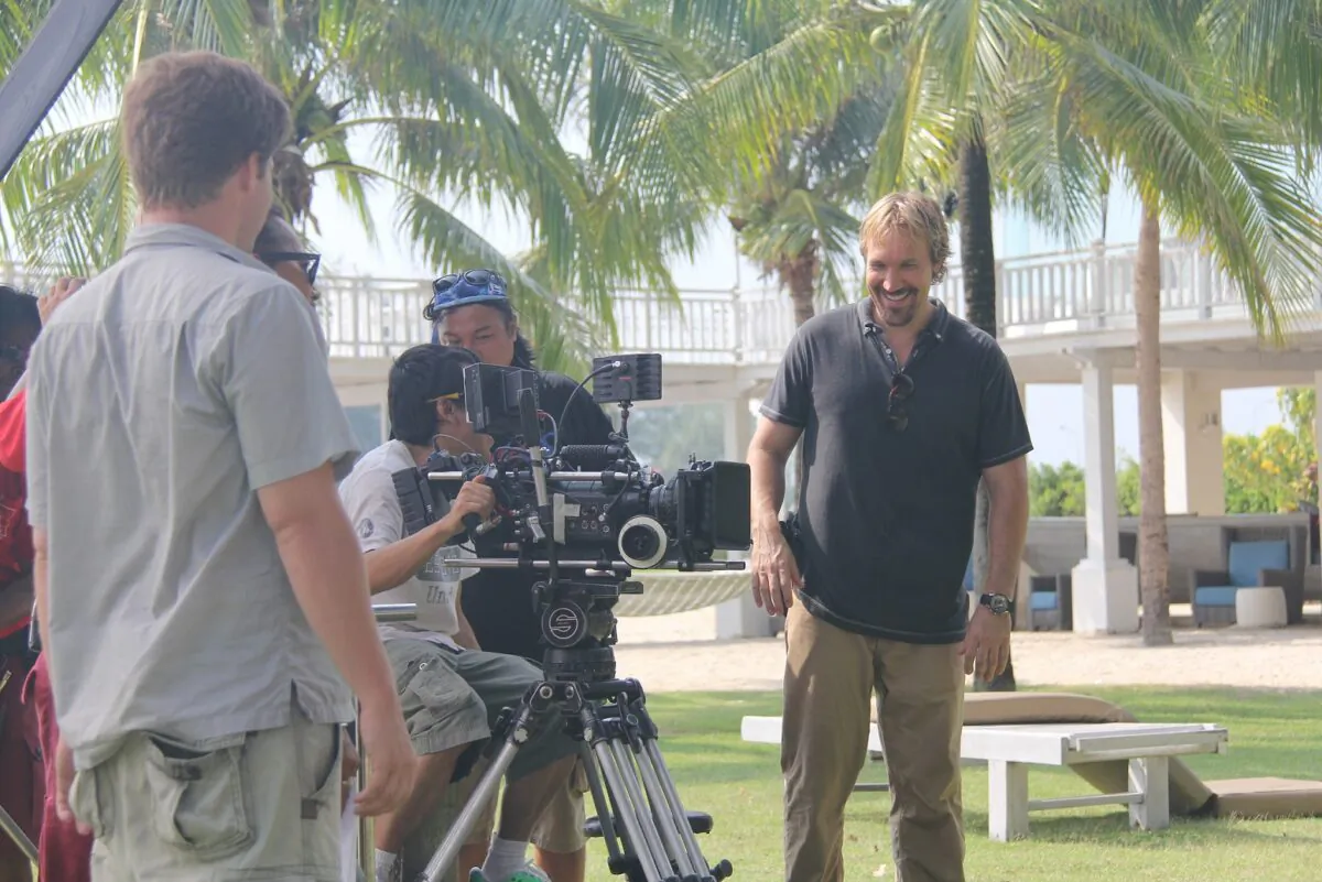 Actor-filmmaker David A.R. White (R) on location in Thailand during the shooting of his feature film, "The Encounter 2: Paradise Lost." (Courtesy of Pure Publicity)