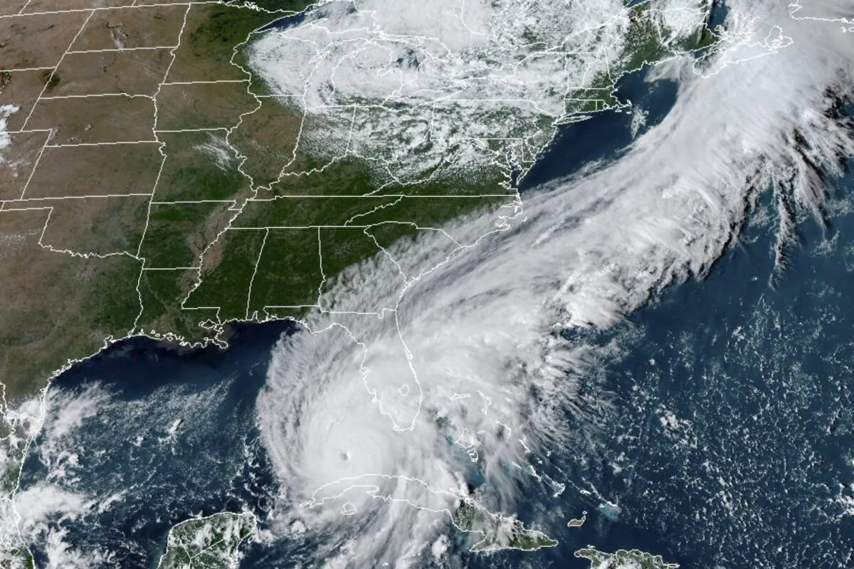 A satellite image showing Hurricane Ian over the Gulf of Mexico, on Sept. 27, 2022. (NOAA via AP)