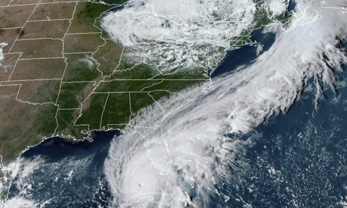 A satellite image showing Hurricane Ian over the Gulf of Mexico, on Sept. 27, 2022. (NOAA via AP)