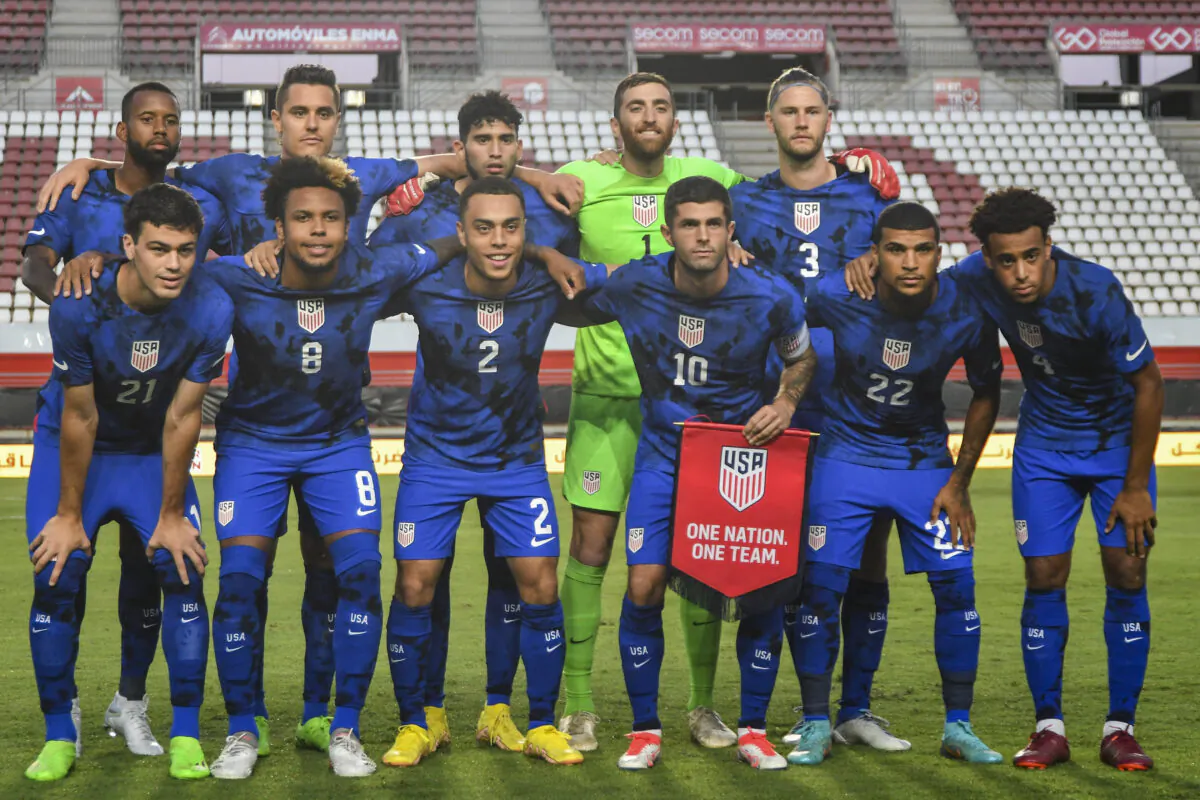 United States players pose for a team photo during the international friendly soccer match between Saudi Arabia and United States in Murcia, Spain, on Sept. 27, 2022. (Jose Breton/AP Photo)