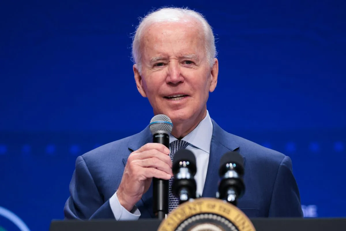 President Joe Biden speaks during the White House Conference on Hunger, Nutrition, and Health at the Ronald Reagan Building in Washington on Sept. 28, 2022. (Oliver Contreras/AFP via Getty Images)