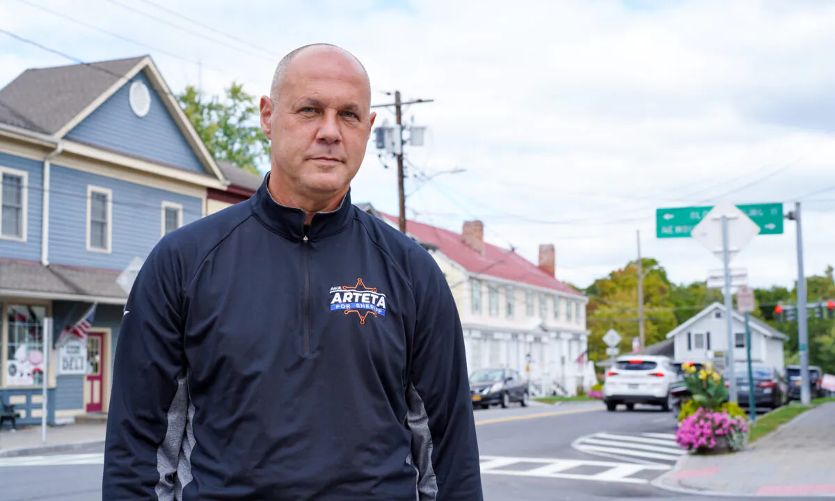 Paul Arteta stands in downtown Montgomery, N.Y., on Sept. 27, 2022. (Cara Ding/The Epoch Times)