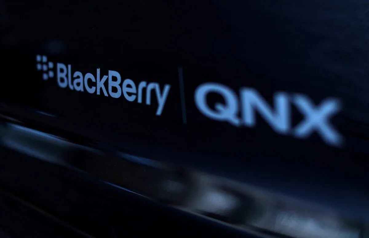 An automobile running Blackberry QNX software during the Milken Institute Global Conference in Beverly Hills, Calif., on May 2, 2017. (Mike Blake/Reuters)