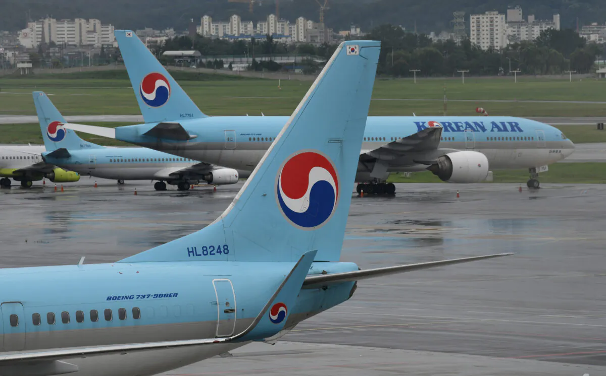 Korean Air planes on the tarmac at Gimpo International Airport in Seoul, South Korea, on Sept. 2, 2020. (Jung Yeon-Je/AFP via Getty Images)