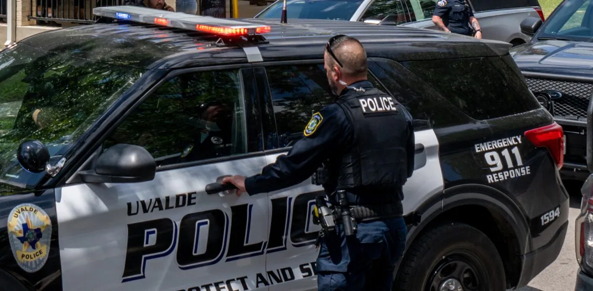 File photo of a police officer in Uvalde, Texas. (Brandon Bell/Getty Images)