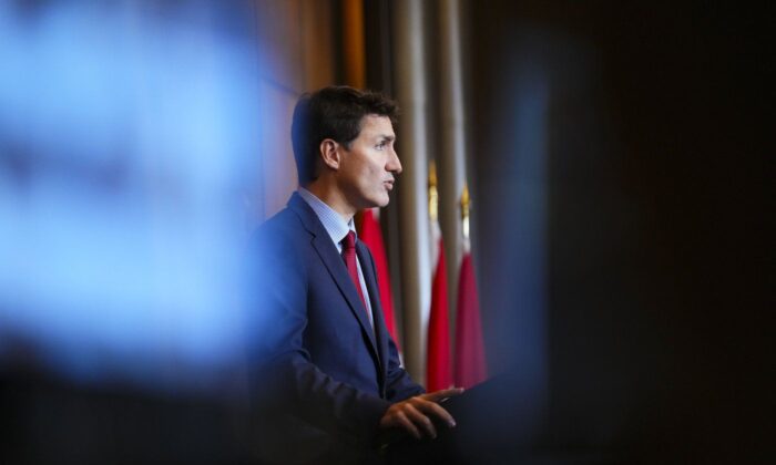 Prime Minister Justin Trudeau holds a press conference in Ottawa on Sept. 26, 2022. (The Canadian Press/Sean Kilpatrick)