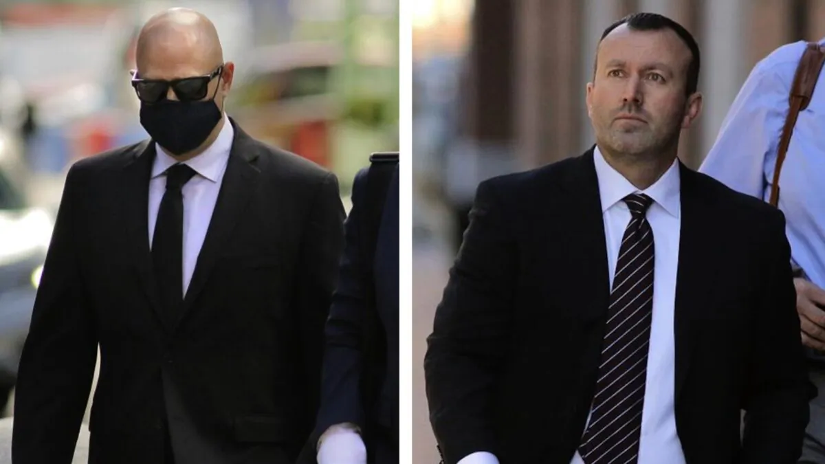 David Harville (L) arrives at Moakley Federal Court in Boston on Sept. 29, 2022; James Baugh (R) in Boston on Sept. 29, 2022. (Lane Turner/The Boston Globe via AP)