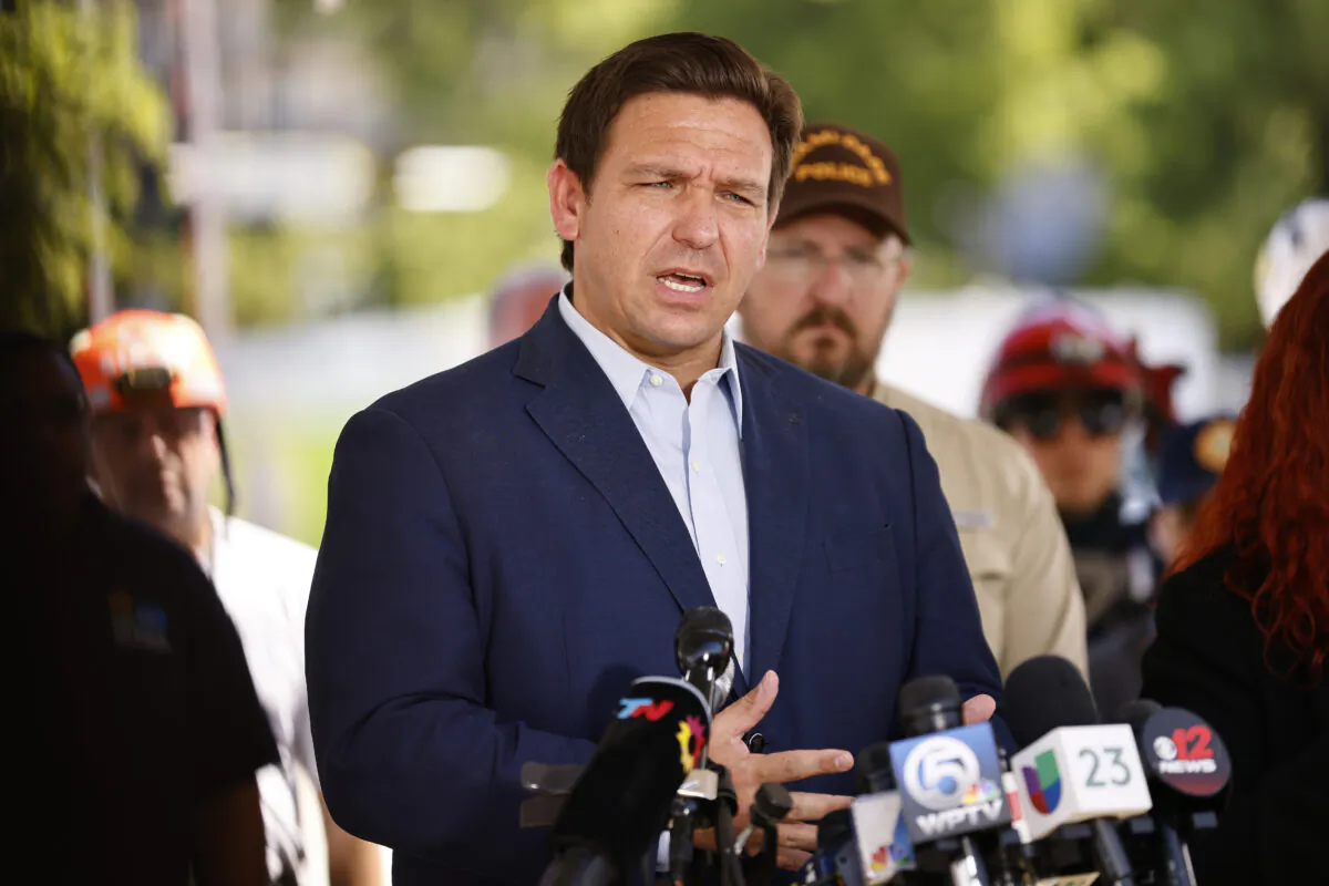 Florida Gov. Ron DeSantis in Surfside, Fla. on July 03, 2021. (Michael Reaves/Getty Images)