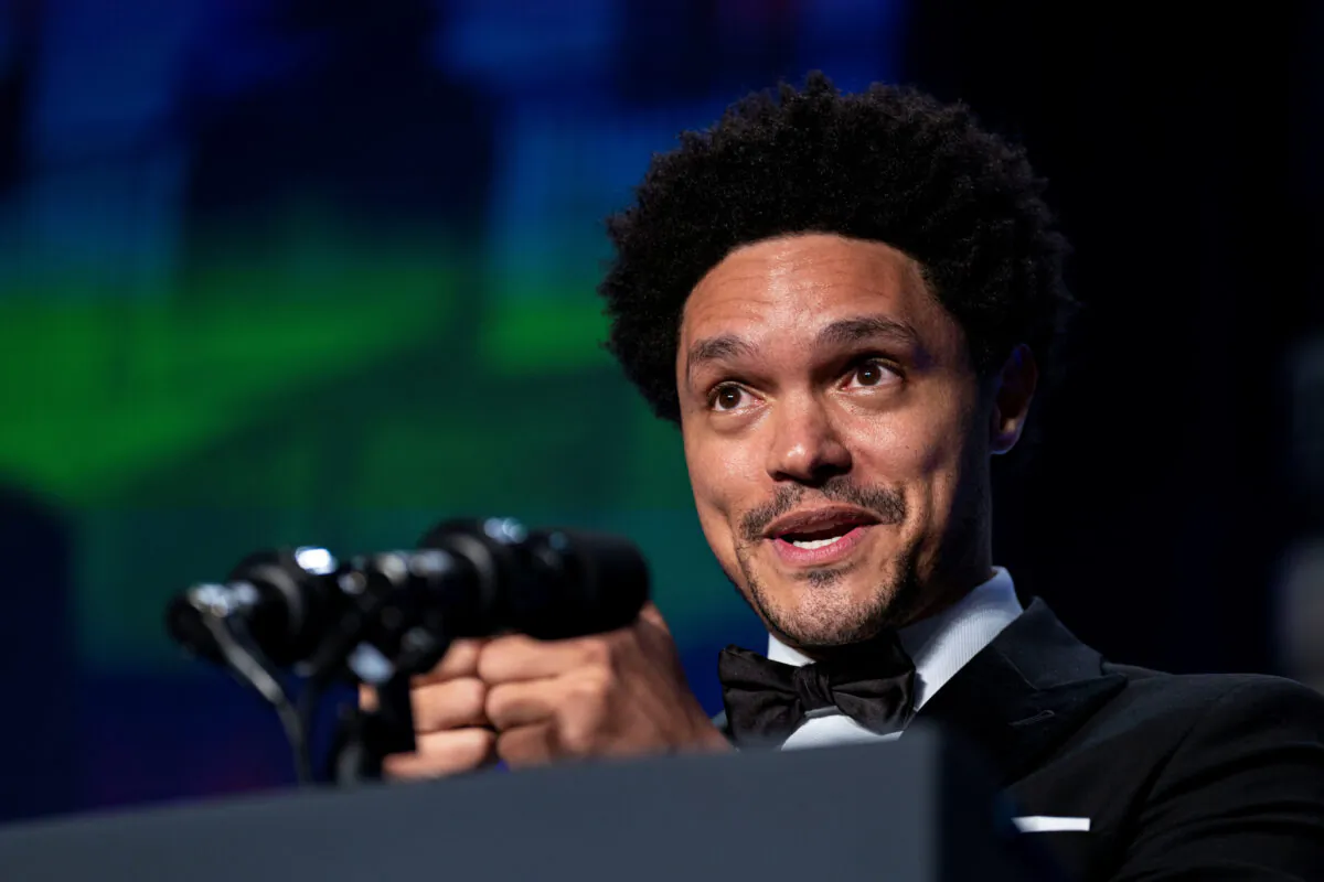 Trevor Noah, the host of Comedy Central's "The Daily Show," speaks during the annual White House Correspondents Association Dinner in Washington on April 30, 2022. (Al Drago/Reuters)