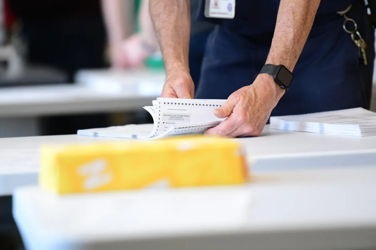 County officials recount ballots in Pennsylvania in a 2022 file photograph. (Mark Makela/Getty Images)