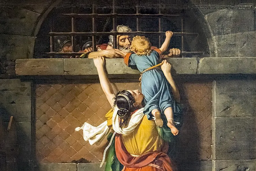 Detail, "Farewell of Consul Boetius to His Family," 1826, by Jean Victor Schnetz. (Public domain)