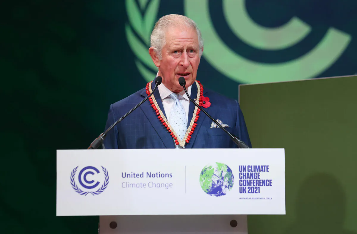 Prince Charles speaks during an Action on Forests and Land Use event on day three of COP26 in Glasgow, Scotland, on Nov. 2, 2021. (Chris Jackson - WPA Pool/Getty Images)
