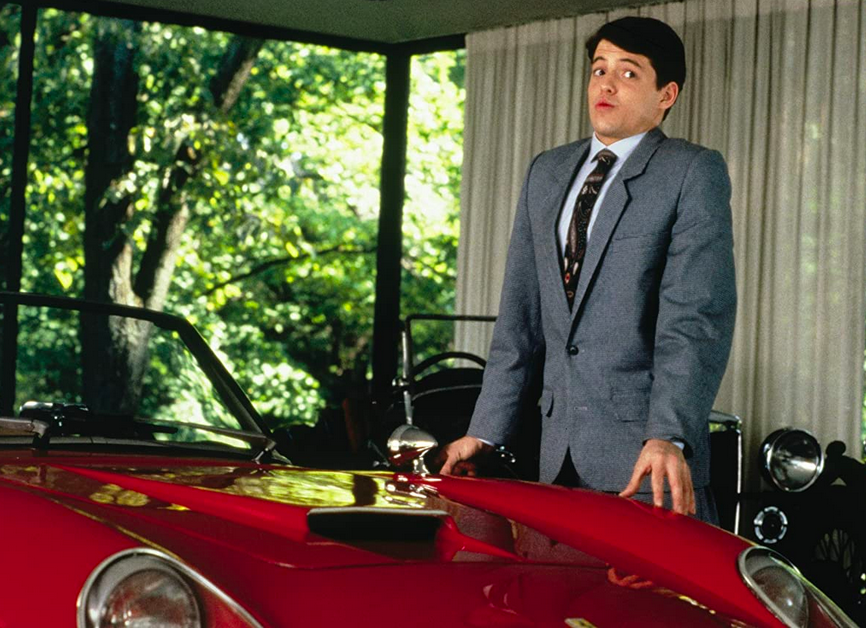 boy with red Ferrari in Ferris Bueller's Day Off
